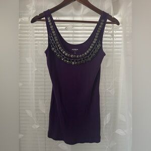 Express Deep Purple Embellished Tank Top
